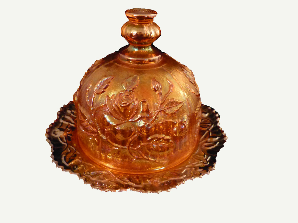 carnival glass covered