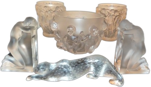 Lalique Vases, Book Ends and Panther