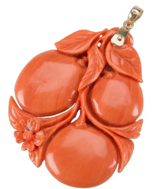 Carved Red Coral Pendant