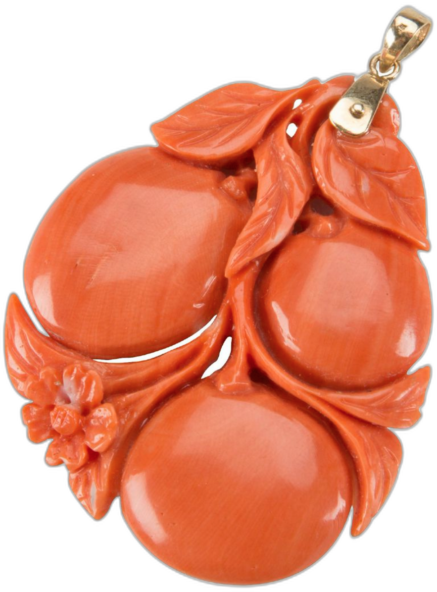 Red Coral Pendant Carving